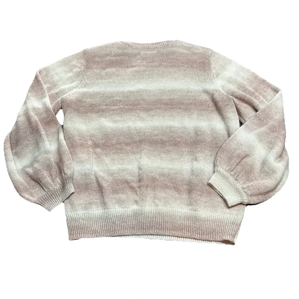 Lauren Conrad Pink Sparkle Sweater XXL Casual White‎ and Pink Ombre Stripes